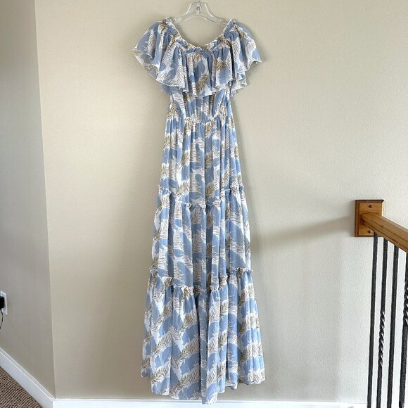 Lulus Sway in the Breeze White Leaf Print Off-the-Shoulder Maxi Dress - Picture 7 of 10